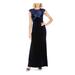 BETSY & ADAM Womens Navy Cap Sleeve Crew Neck Full-Length Sheath Evening Dress Size 8