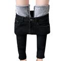 Woshilaocai Women Fleece Lined Stretchy Skinny Jeans Winter Warm Thick Leggings