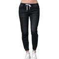 Plus Size Jeans for Women Mid Rise Slim Fit Joggers Denim Pants Casual Jeggings Drawstring Stretch Pants S-5XL Dark Blue L