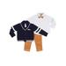 Little Lad Baby Boy Cable Knit Cardigan, Checkered Long Sleeve, Twill Pant & Bowtie 3pc Outfit Set
