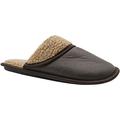 Gold Toe Menâ€™s Microsuede Scuff Slippers with Sherpa Collar and Lining, Memory Foam Insole, Warm Comfortable Plush Slip-On Mule Slides for Home Brown Size 7