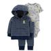 Child of Mine by Carter's Baby Boy Hooded Cardigan, Short Sleeve Bodysuit & Pants, 3-Piece Set