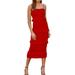 Boho Summer Spaghetti Strap Maxi Dress For Women Ladies Ruffled Irregular Hem Holiday Party Beach Strap Long Sundress