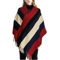 Follure Fashion Women Blanket Stripe Splicing Pattern Coat Wrap Cozy Shawl