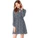 Unique Bargains Women's Keyhole Front Long Sleeve Floral Dress