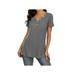 HULKLIFE Short Sleeve Casual Women's Wear,Womens Waffle Knit Tunic Tops Long/Short Sleeve Loose Fitting Daily Casual Button Up Basic Henley Tops,Gray L