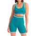 Niuer Slim Fit Workout Sets for Women 2 Piece Seamless Ribbed Crop Tank High Waist Shorts Yoga Outfits