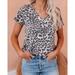 Women's Short Sleeve Printed Leopard Camouflage Printed V-neck T-shirt Short Sleeve Casual Clothing