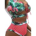 MERSARIPHY Women Geometric Printed U Neck Bandage Mesh Padded Bikini Sets