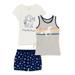 Sweet Butterfly Girls Side Tie Graphic Top, Tank Top and Printed Shorts, 3-Piece Outfit Set, Sizes 4-16