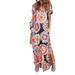 Niuer Women Plus Size Baggy Casual Loose Pocket Long Dress Long Sleeve Split Maxi Dresses Floral Print Party Flowy Maxi Dress Cocktail Party Evening Maxi Long Dress