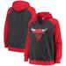 Chicago Bulls Fanatics Branded Women's Plus Size Raglan Notch Neck Pullover Hoodie - Heathered Charcoal/Red