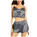 Selfieee Women's Swim Spaghetti Strap Outfit Plus Size Beach Sleeveless V-Neck Pjs Set Casual Daily 30093 Gray 5X-Large