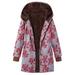 Winter Warm Style Floral Hooded Jacket Women Vintage Flower Print Hooded Jacket Oversized Coats Winter Padded Jacket Women Parkas