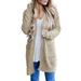 Black Friday Women's Long Sleeve Soft Chunky Knit Sweater Open Front Cardigan Outwear with Pockets 20351 Khaki X-Large