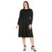 24/7 Women's Plus Size Comfort Apparel Long Sleeve Fit and Flare Plus Size Midi Dress