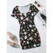 Women's Plus Size Notch Neck Allover Floral Print Dress