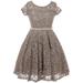 Little Girl Cap Sleeve Floral Lace Glitter Pearl Holiday Party Flower Girl Dress Silver 6 JKS 2102 BNY Corner