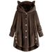 Women's Casual Faux Fur Hooded Coats Fashion Fleece Jackets Plus Size Outerwear