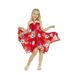 Girl Gypsy Uneven Bottom Hawaiian Luau Dress in Red Hibiscus Size 12