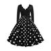 Women's V Neck Polka Dot Ball Gown Party Cocktail A-Line Swing Midi Dress