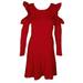 Inc International Concepts Womens Petite Red Cold-Shoulder Sweater Fit & Flare Dress