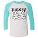 Womens Disney Raglan â€œ Disney Love â€� Disney World 3/4 Sleeve Baseball Tee Gift X-Small, White/Aqua