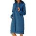 UKAP Long Sleeve Hooded Pockets Tunic Dress For Ladies Pullover Hoodie Dress Tunic Sweatshirt Womens Long Sleeve Solid Color Tops Dress