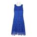 Donna Ricco Boat Neck Sleeveless Keyhole Back Floral Lace Dress-ROYAL