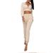 ZIYIXIN 2 Pcs Women's Long Sleeve Sportswear, Solid Color Elastic Crop Top, Tight-Fitting Long Pant Outfit Set