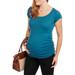 Maternity Short Sleeve Scoop Neck Tee With Flattering Side Ruching--Available in Plus Size