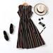 Women Fashion Small Fresh Casual Sleeveless Slim Fit Vacation Beach Dress A-Line Dress V-Neck Ladies Chiffon Dress(One Size)