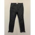 FREE PEOPLE Womens Gray Frayed Skinny Jeans Size 24