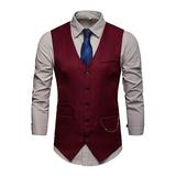 Men's Formal V-Neck Sleeveless Business Dress Suit Adult's Casual Party Separate Suit Vests Classic Cocktail Nightclub Waistcoat Tuxedo Vest