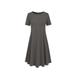 Made by Olivia Women's Solid Short Sleeve Round Hem Swing Flared Tunic Dress with Side Pockets