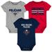 New Orleans Pelicans Newborn & Infant Three-Pack Bodysuit Set - Navy/Red/Gray