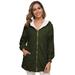 Tomshoo Women Hooded Jacket Faux Lam Wool Long Sleeve Zipper Pockets Plus Size Winter Casual Coat Outwear