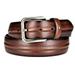 Tommy Hilfiger Men's 35MM Wide Feather Edge Center Ridge Leather Belt Brown