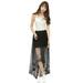 Spring Women Black White Lace Long Section Skirt Jupe Tulle Short Skirt YRD