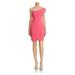 AQUA Womens Pink Solid Asymmetrical Neckline Short Sheath Cocktail Dress Size 8