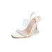 Colisha Women Bling Crystal Shoes Square Toe Rhinestone Sandals High Heels Peep Toe Shoes