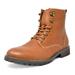 Bruno Marc Mens Ankle Boots Lace Up Motorcycle Combat Boots Oxford Leather Outdoor Ankle Boots STONE-01 BROWN Size 12