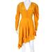 pushBUTTON Womens Diagonal Line Frill Dress Yellow Gold Size Medium