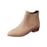 Women Ladies Mid Heel Slip On Ankle Boots Chunky Block Cuban Heels Booties Shoes