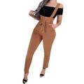 LilyLLL Womens High Waist Bib Pencil Pants Dungarees Button Casual Overall Jumpsuit