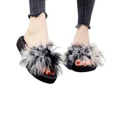 Wazshop WOMENS FAUX FLUFFY FUR SLIDERS WARM FASHION SUMMER BEACH SANDALS SLIPPERS SHOES