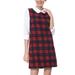 Women's Plaid Peter Pan Collar Long Sleeve Check Shift Dress