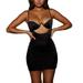 ZIYIXIN Women Spaghetti Straps Bodycon Dress, Sexy Cut Out Slim Satin Mini Dress Club Party Dress