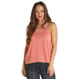 Rock N Roll Cowgirl Womens High Neck Coral Tank