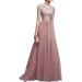 AngelBee Women Elegant Chiffon Dress Evening Formal Maxi Gown Dresses (Apricot 3XL)